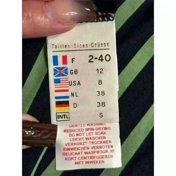 Saint James Women's Striped Dress Size 8 Green Navy Knee Length Casual - Picture 4 of 9